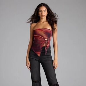 Windsor So Fly Abstract Print Slit Crop Top